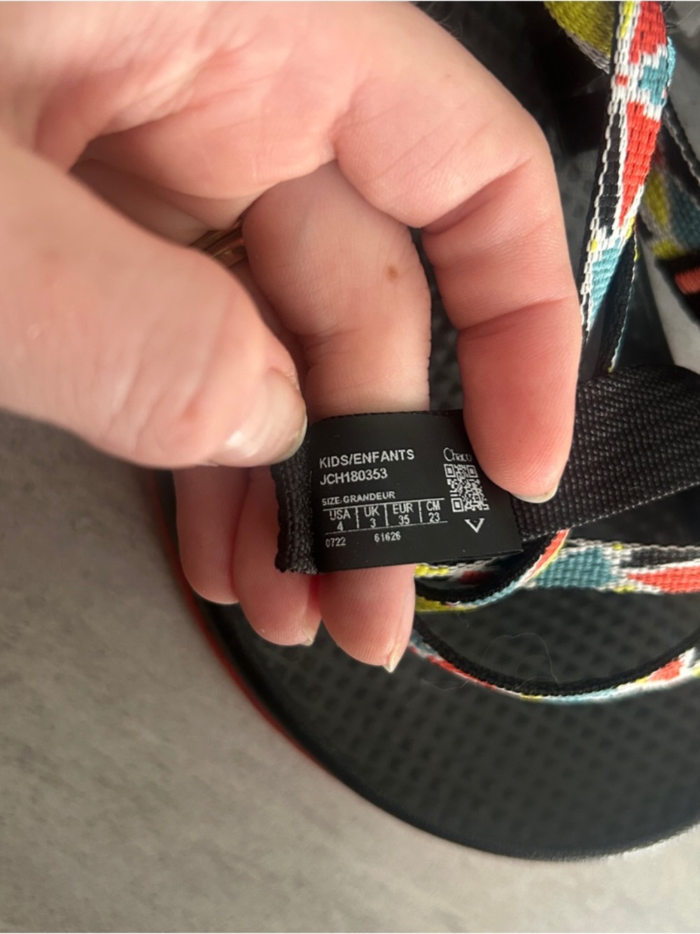 Chaco Kids Black Sandals with Multicolor Straps (Red, Yellow, Blue) - Picture 4 of 4